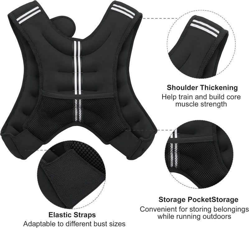 ZUETK Weighted Vest, 6lb/8lb/12lb/16lb/20lb/25lb/30lb Weight Vest with Reflective Stripe, Weighted Vest for Men Women Workout Equipment for Strength Training, Running, Jogging, Fitness, Weight Loss - Image 3